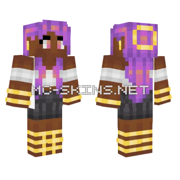 Golden Galaxy Girl Minecraft skin, front and back