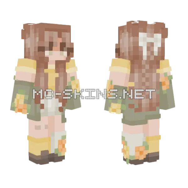 Golden Garden Girl Minecraft skin, front and back