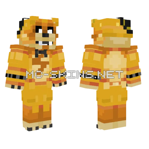 Golden Glamrock Freddy Minecraft skin, front and back