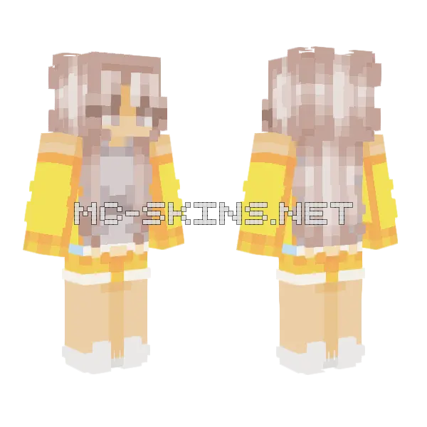 Golden Hour Hair Shading Minecraft skin, front and back
