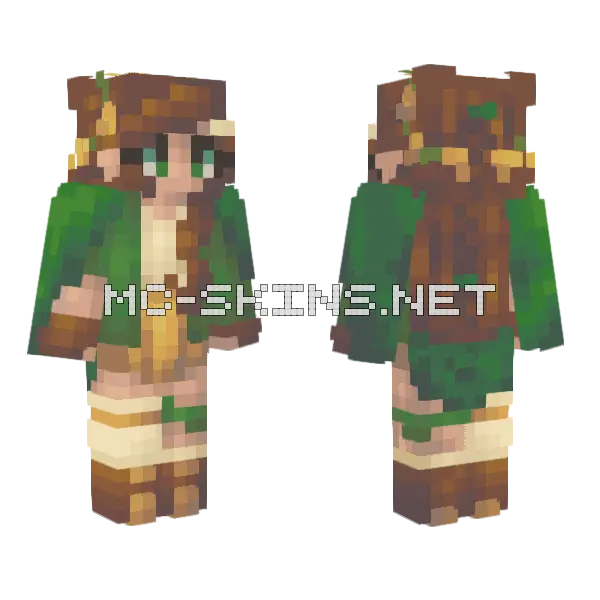 Golden Leaves Girl Minecraft skin, front and back