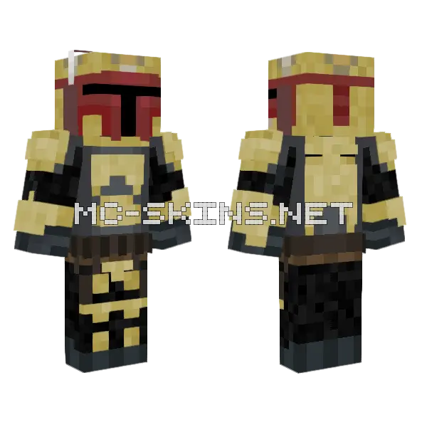 Golden Mandalorian Minecraft skin, front and back