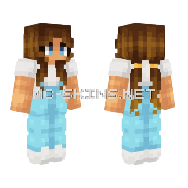 Golden Pigtail Farmer Girl Minecraft skin, front and back