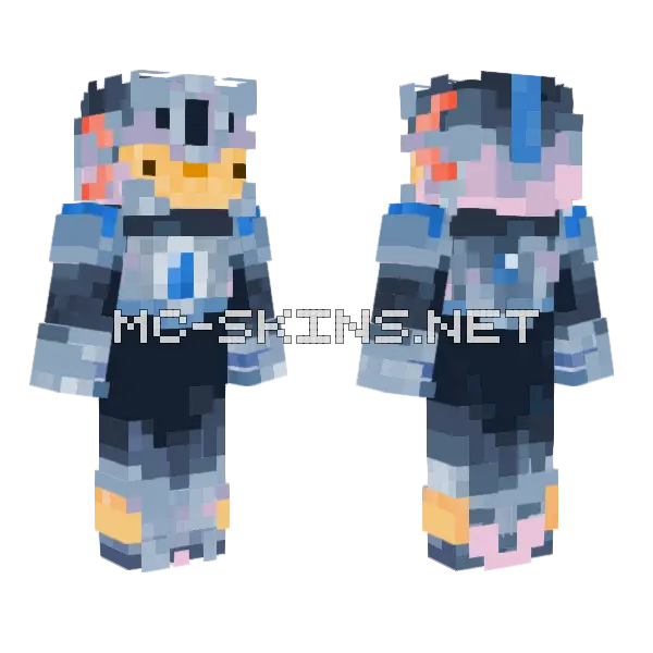 Golden Royal Axolotl Minecraft skin, front and back