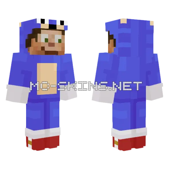 Goodtimeswithscar MCC Sonic Onesie Minecraft skin, front and back