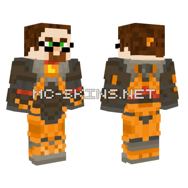 Gordon Freeman Minecraft skin, front and back