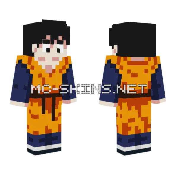 Goten Orange Suit Minecraft skin, front and back
