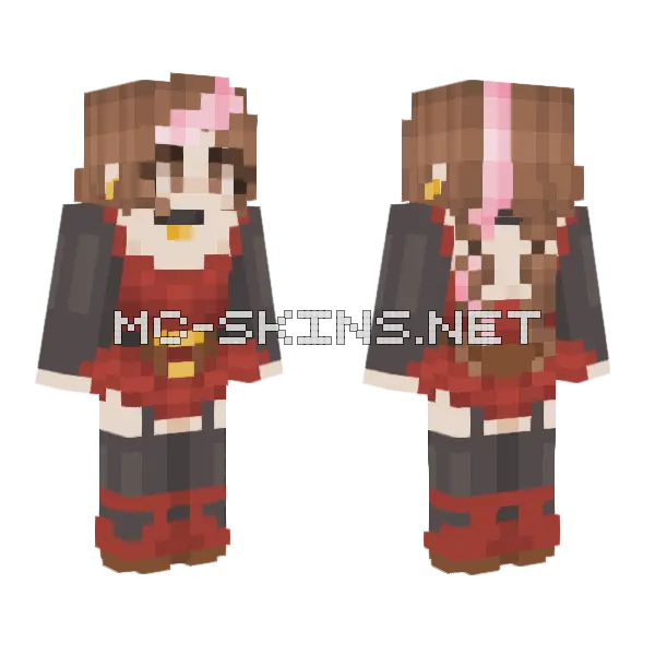 Gothic Brown Girl Base Minecraft skin, front and back