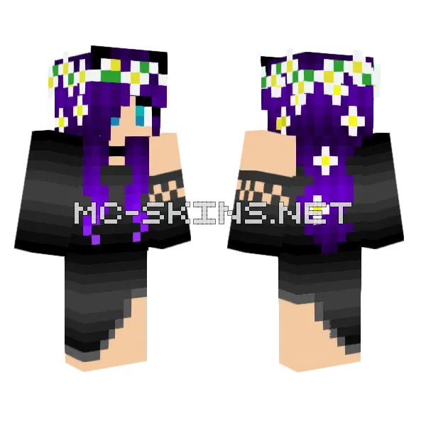 Gothic Emo Wedding Dress Minecraft skin, front and back