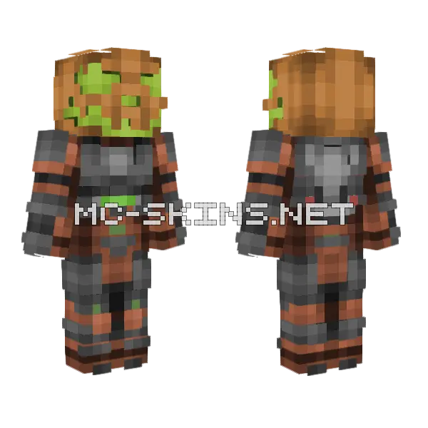 Gourdian Knight Armor Halloween Minecraft skin, front and back