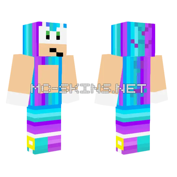 Gradient Sonic Minecraft skin, front and back