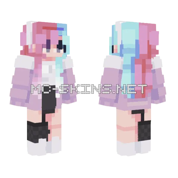 Grape Cotton Candy Girl Minecraft skin, front and back