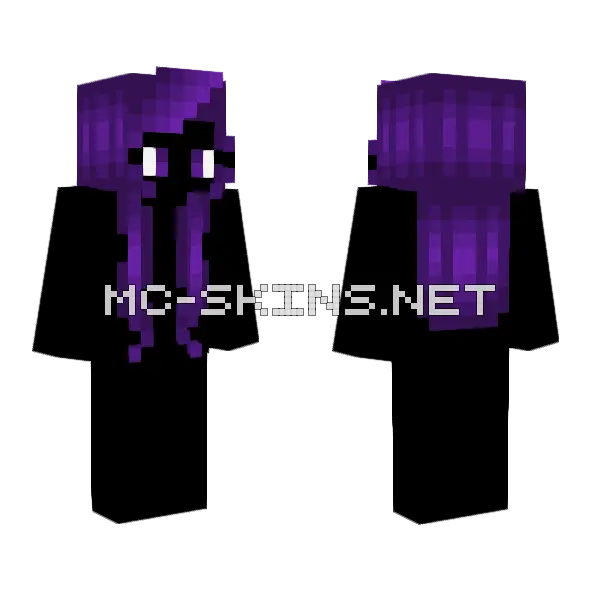 Grape Juice Purple Hairbangs Minecraft skin, front and back