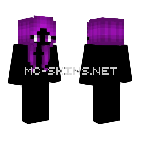 Grape Purple Curly Hair Minecraft skin, front and back