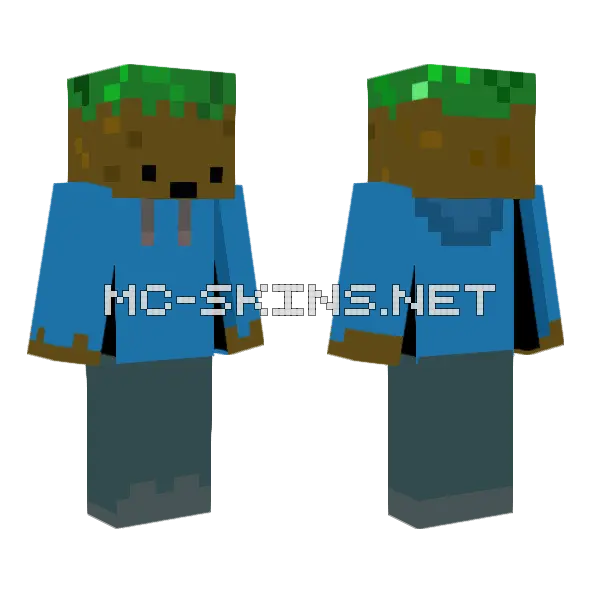 Grass Hoodie Guy Minecraft skin, front and back