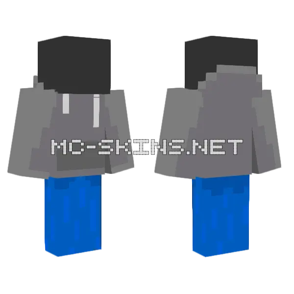 Gray And Blue Outfit Minecraft skin, front and back