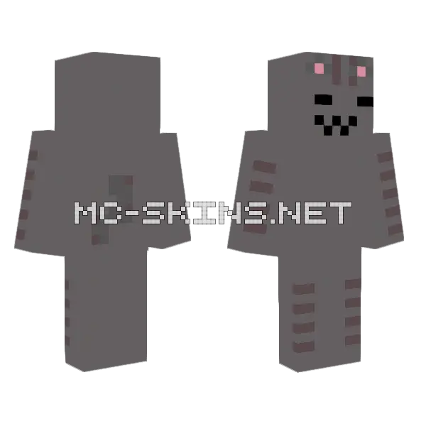 Gray Cat Robot Minecraft skin, front and back