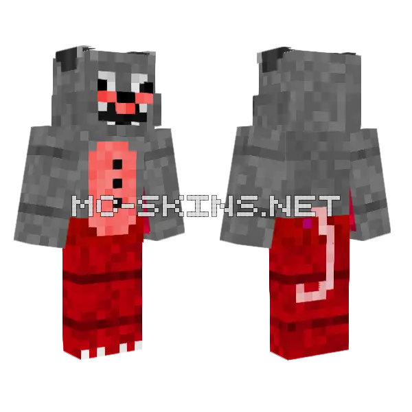 Gray Cat With Red Outfit, front and back