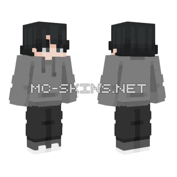 Gray Hoodie Skin Minecraft skin, front and back