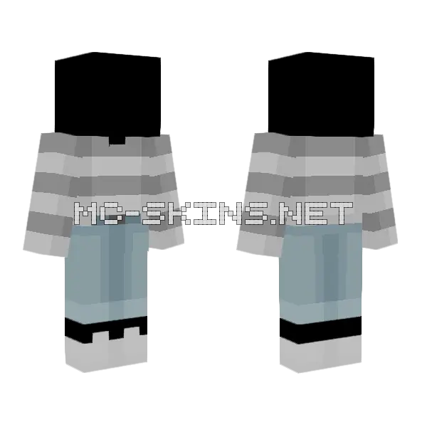 Gray Light Gray Stripes Jeans Minecraft skin, front and back