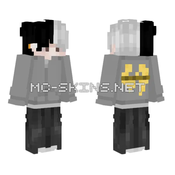 Gray Old Classic Wu Tang Minecraft skin, front and back