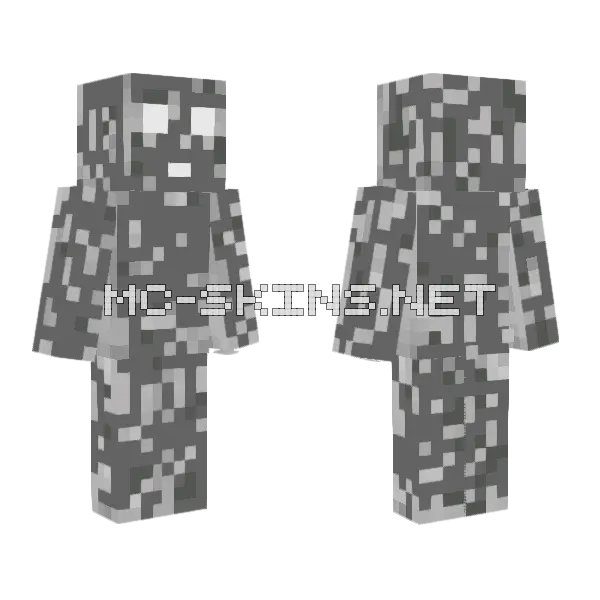 Gray Stone Golem Minecraft skin, front and back