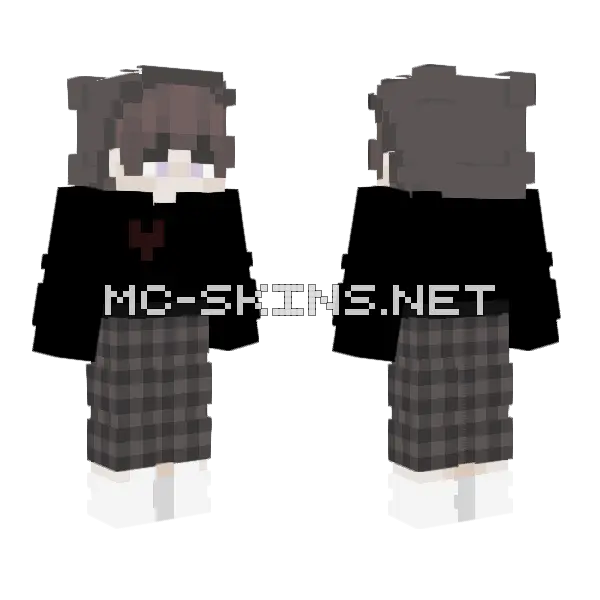 Gray Wolf Boy Minecraft skin, front and back