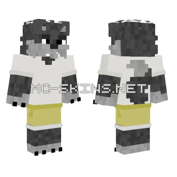 Gray Wolf Creature Minecraft skin, front and back