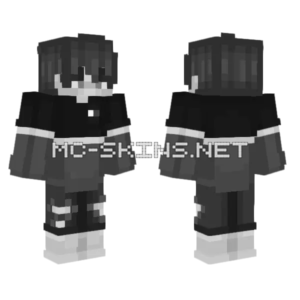 Grayscale Kyri G Minecraft Skin Minecraft skin, front and back