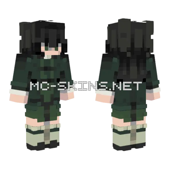 Green Academia Minecraft skin, front and back