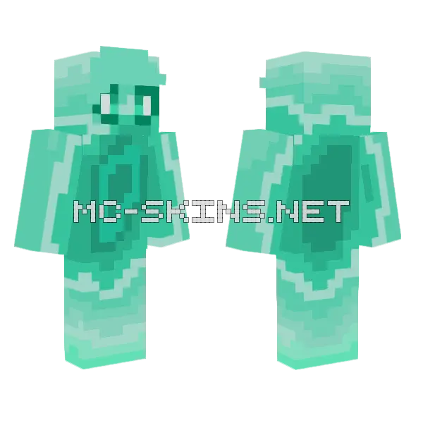 Green Agate Golem Minecraft skin, front and back