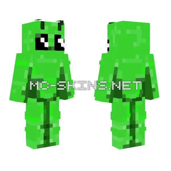 Green Alien Minecraft skin, front and back
