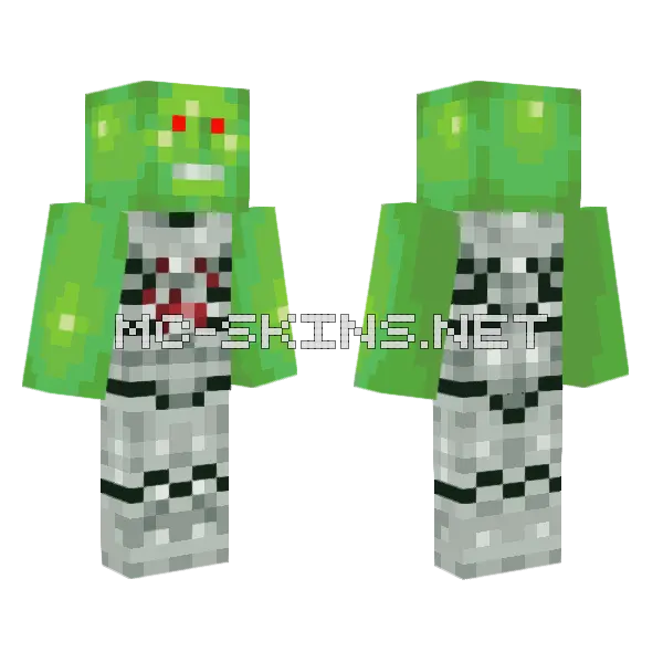 Green Alien Cyborg Minecraft skin, front and back