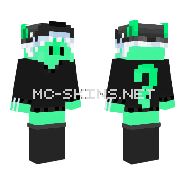 Green and Black Robot Minecraft skin, front and back
