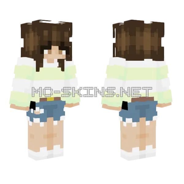 Green and White Sweater Minecraft skin, front and back
