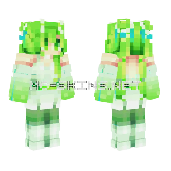 Green Anime Girl Minecraft skin, front and back