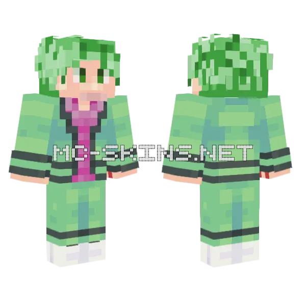 Green Anime Girl, front and back