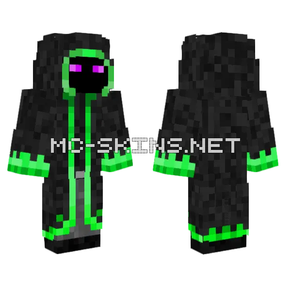 Green Anonymous Player Minecraft skin, front and back