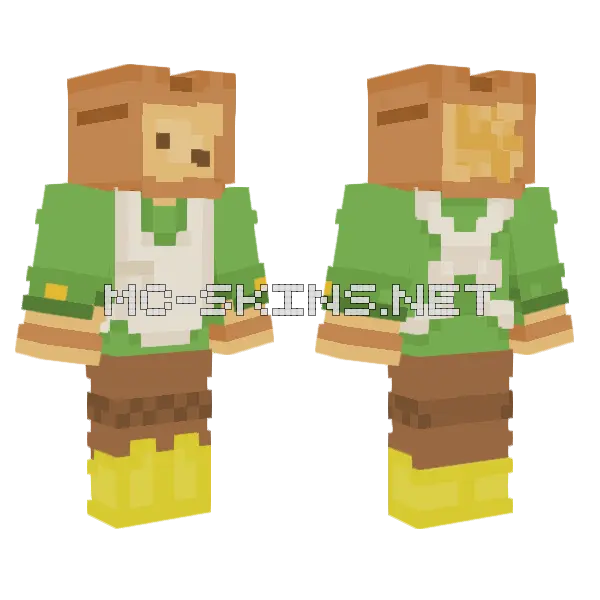 Green Apron Girl Minecraft skin, front and back