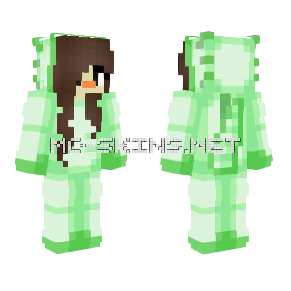 Green Axolotl Onesie Minecraft skin, front and back