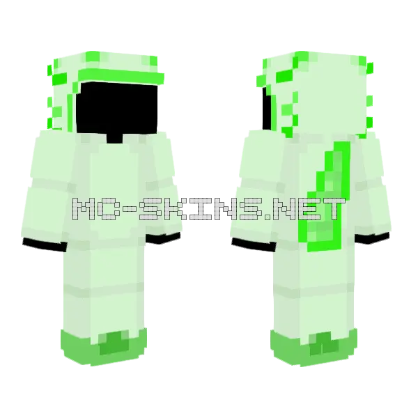 Green Axolotl Onesie Minecraft skin, front and back