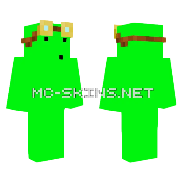 Green Blob Acquired Goggles Minecraft skin, front and back