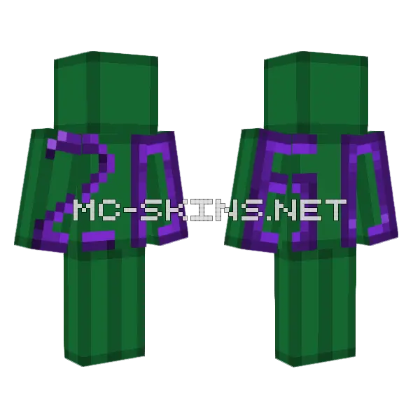 Green Block Monster Minecraft skin, front and back