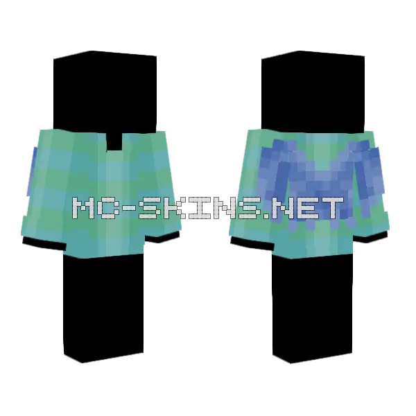 Green Blue Stripes Angel Wings Minecraft skin, front and back