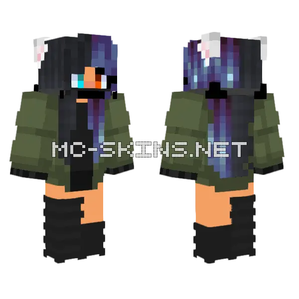 Green Camo Girl Minecraft skin, front and back