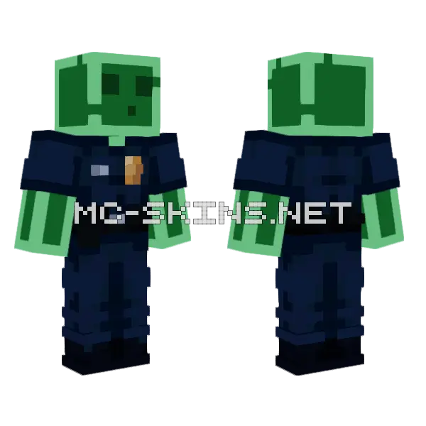 Green Cop Minecraft skin, front and back