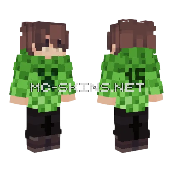Green Creeper 15 Minecraft skin, front and back