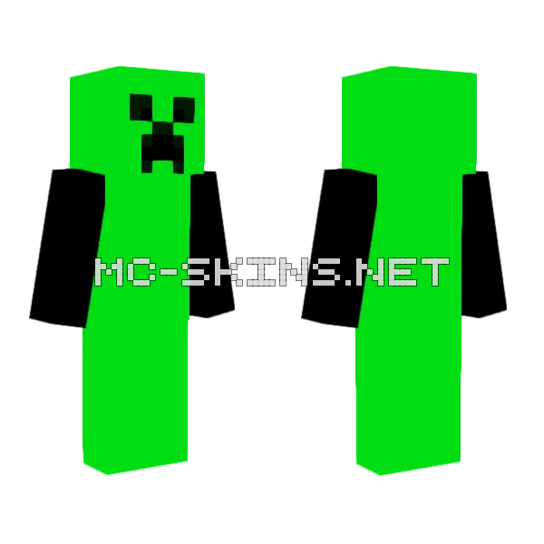 Green Creeper Minecraft skin, front and back