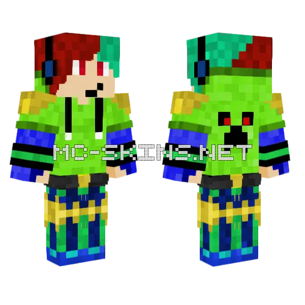 Green Creeper Hoodie, front and back