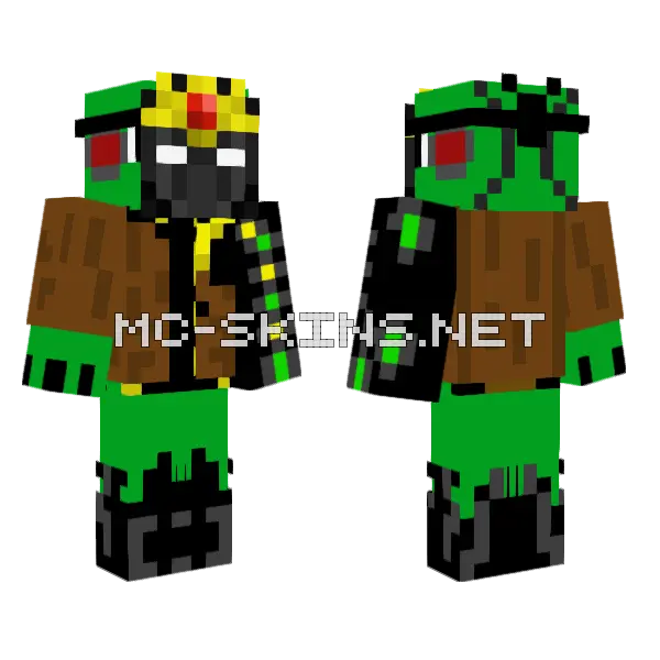 Green Crocodile Creature Minecraft skin, front and back